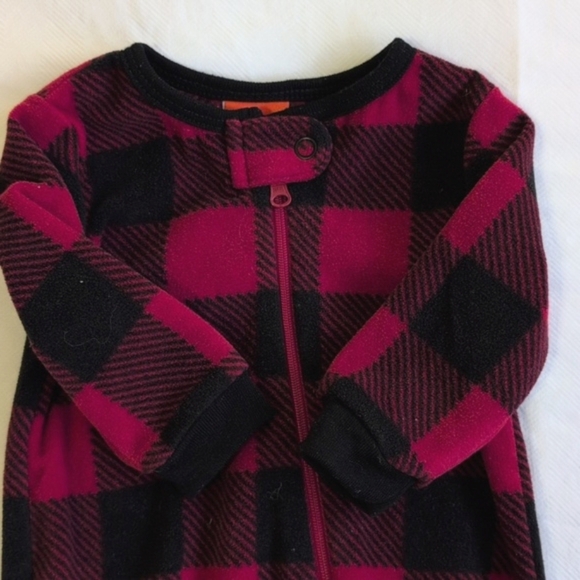 joe fresh buffalo check fleece zipper footie sleeper pajamas 0-3 months baby - Picture 4 of 5